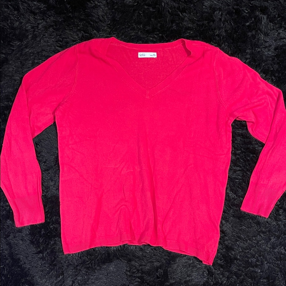 Croft & Barrow Women's V-Neck Sweater - Bright Pink